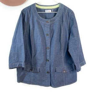 Denim & Co Lightweight Button Up Jacket Top